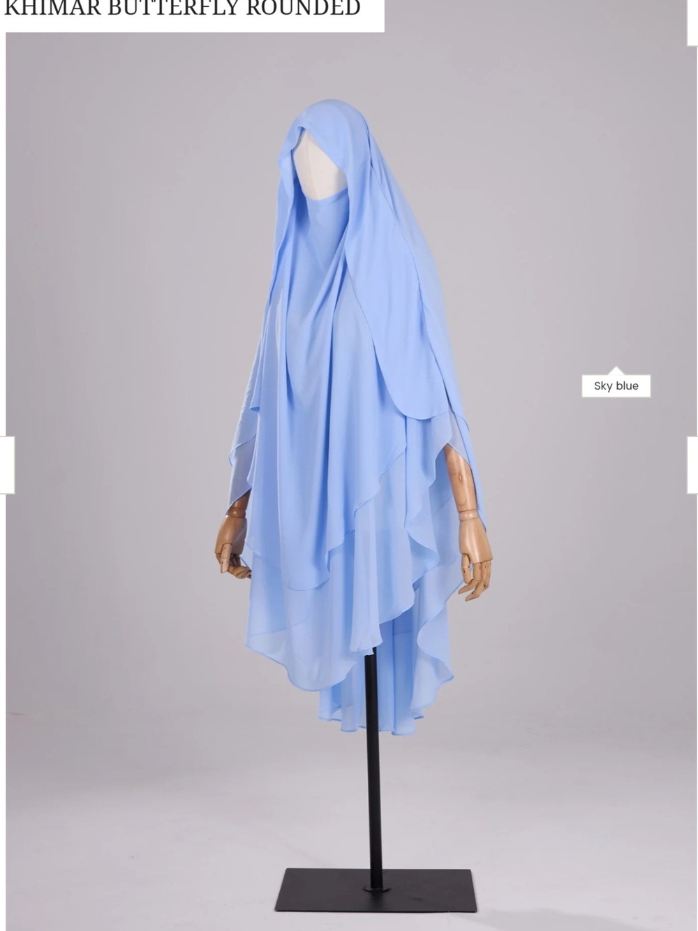 Ayada Sky Blue Asymmetrical Hijab Khimar